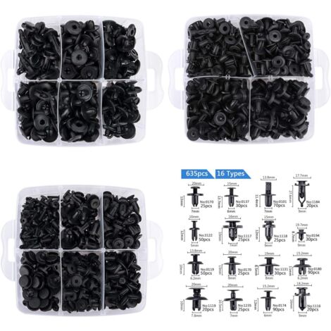 Sourcing Map Lot De 20 Rivets Plastique 6mm Trou - Fixation Poussoir Noir Pour Voiture, Garniture, Panneau, Pare-chocs - Clips De Retenue Auto