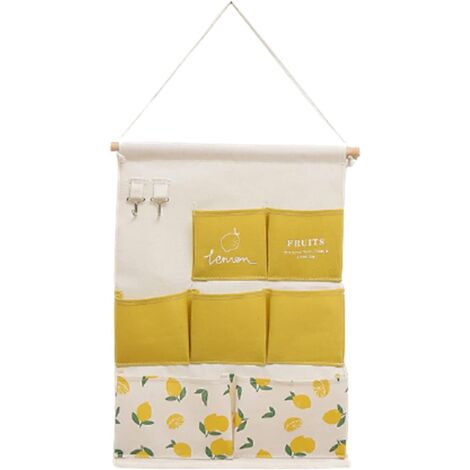 Sac De Rangement Mural 2 Tailles - Organisateur Tissu Lin Vert - Poches Multi-Usages Pour Chambre, Cuisine, Bureau