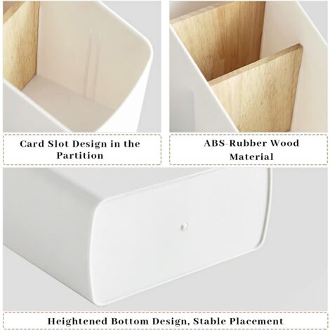 Ulawellor Boîte De Rangement De Bureau Support De Télécommande,Amovible Télécommande à 4 Compartiments Boîte De Rangement En Plastique Pour Récepteur,Stylos,Notes Autocollantes(Noir