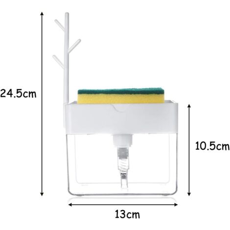 Distributeur Savon 2-en-1 KIMIGO - Organisateur évier Avec Porte-éponge Et Plateau Antidérapant