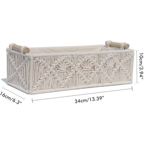 Panier De Rangement Décoratif à Pompons - Style Bohème - Panier De Comptoir Tissé Décoratif