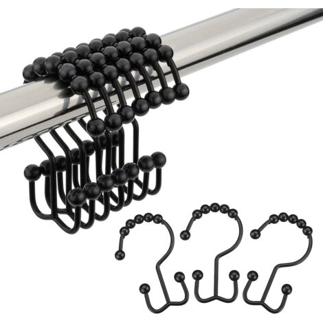 12 Anneaux De Rideau De Douche En Acier Inoxydable - Système Glissant à Billes, 64 X 38 Mm - Pour Douche, Fenêtre, Porte