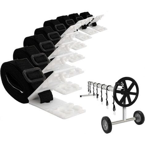Lot De 6 Sangles De Fixation Pour Couverture De Piscine Solaire - Nylon Résistant, Longueur 2,4 M, Avec Clips Et Attaches