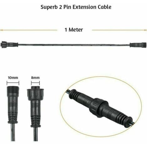 Cable Rallonge, 10 Pack, Pour Spots LED Encastrables,Etanche IP67,1M / 3.3Ft, 2Pin, avec connecteurs mâles et femelles