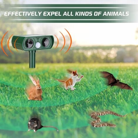 Ahlsen Répulsif Chat Jardin Solaire à Ultrasons 2X avec Lumière LED, Imperméable Répulsif Animaux pour Chat, Chiens, Oiseaux