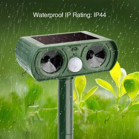 Ahlsen Répulsif Chat Jardin Solaire à Ultrasons 2X avec Lumière LED, Imperméable Répulsif Animaux pour Chat, Chiens, Oiseaux