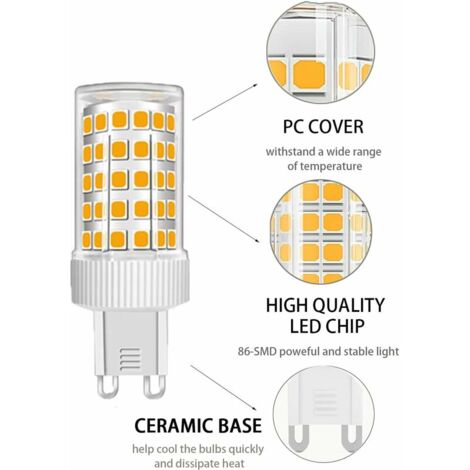 Lot de 3 Ampoules LED G9 10W Équivalent Halogène 150W, 86 LED, 1000Lm, Angle de faisceau 360°, Ultra Lumineuses, AC220-240V, Non Dimmable, Blanc Chaud 3000K… [Classe énergétique B]