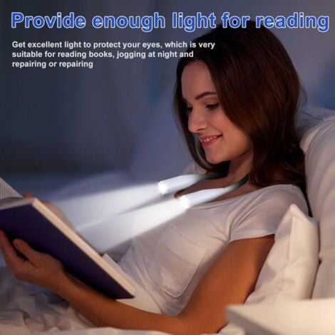 Lampe de lecture de cou livre Lampe de lecture LED Rechargeable Lampe de travail 3 couleurs Réglable Bras Lampe de cou pour lire, tricot, couture, camping, jogging, câble USB inclus