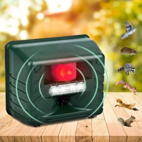RéPulsif pour Oiseaux D'ExtéRieu,RéPulsif Animal Ultrasonique Exterieur Repulsif Oiseaux Ultrason avec Capteur De Mouvement Et Flash,pour Repousser Animaux Nuisibles