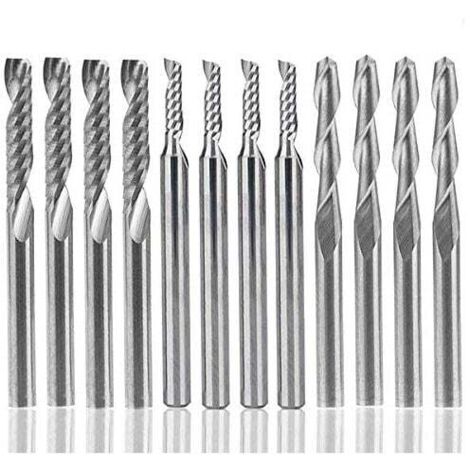 10 Fraises Carbure 1mm Pour CNC - Tige 1/8" - Pour Bois, PCB, Métal - Gravure Et Fraisage Précis
