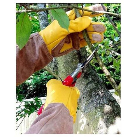 WESTWOOD FOX Gants De Jardinage En Cuir Gants De Travail De Sécurité Résistant Aux Épines Hommes Femmes Gants De Mécanique Légers (Jaune, L
