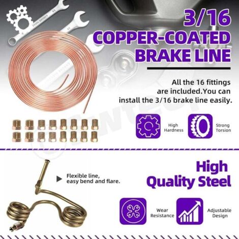 30Pcs In Set Copper Coated Brake Line Kit, XU, Brake Line With Flaring Tool Kit Includes 16 Fittings And 4 Unions Flaring Tool Set For Single And Double Flares With 5 Adapters And Tube Cutter Kzq 91868334 30Pcs In Set Copper Coated Brake Line Kit, XU, Brake Line With Flaring Tool Kit Includes 16 Fittings And 4 Unions Flaring Tool Set For Single And Double Flares With 5 Adapters And Tube Cutter Kzq 91868334