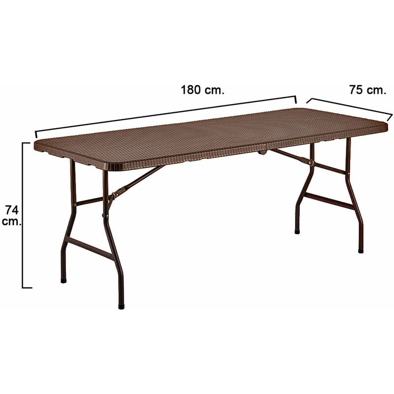 Mesa Plegable Rectangular Marron 180 x 75 x 74 cm