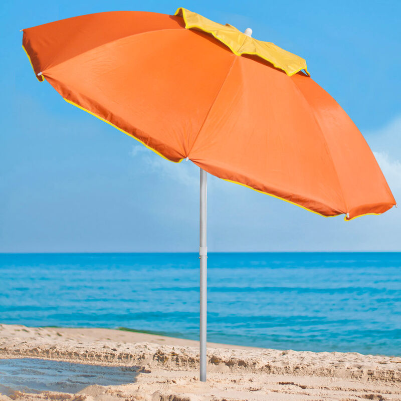 Strandschirm Sonnenschirm 200 cm Alu Windfest uv Schutz Corsica Farbe:  Orange
