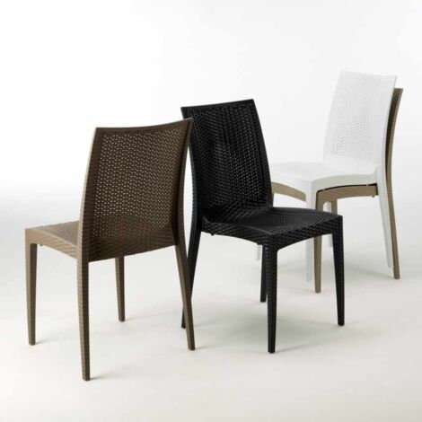 Weiß Rechteckig Tisch und 6 Stühle Farbiges Polypropylen-Außenmastenset Grand Soleil Bistrot Summerlife - Beige