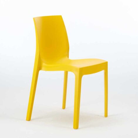 Weiß Rechteckig Tisch und 6 Stühle Farbiges Polypropylen-Außenmastenset Grand Soleil Rome Summerlife - Gelb