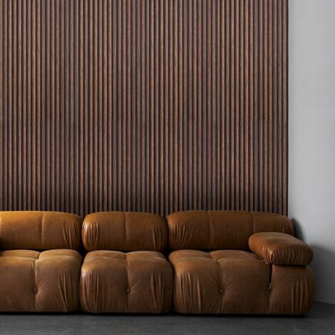 HAGEFOL® Akustikpaneele Holz 120x60 Cm, 2 Stück, Farbe: Grau, Wandpaneele Holz, 3D Lamellenwand Aus Holzfurnier Auf Akustik Filz, Akustikpaneele 1200x600 Mm