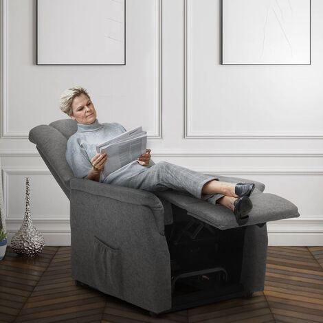 Elektrisches Relaxsessel Mit Hinterradern Und Aufstehhilfe Fur Senioren Emma Farbe Grau