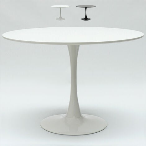 Tisch 120 cm Rund Schwarz-Weiß für Wohnzimmer Bar Küche Restaurant Tulip | Weiß
