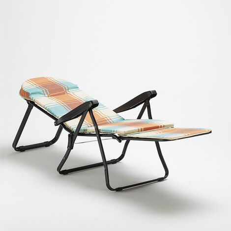 Gepolsterter Klappbarer Gartenliegestuhl aus Stahl Trench Hellblau | Sessel