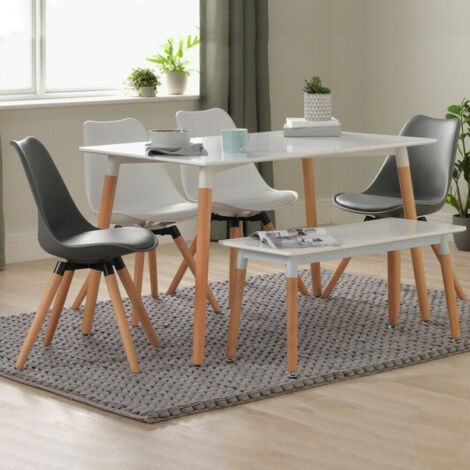 Rechteckiger Esstisch 120x80 Wooden Design Holz Corn - Weiß