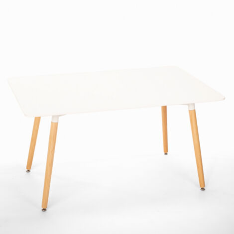 Rechteckiger Esstisch 120x80 Wooden Design Holz Corn - Weiß