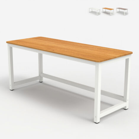 Design Bürotisch Metall weiß rechteckig 160x70cm Bridgewhite 160 - Natur