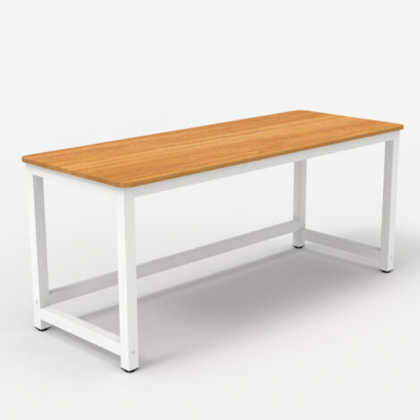 Design Bürotisch Metall weiß rechteckig 160x70cm Bridgewhite 160 - Natur