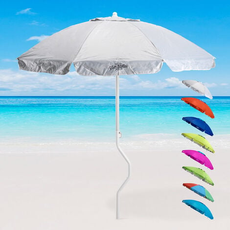 Sonnenschirm 200 cm mit UV-Schutz für Strand oder Angeln GiraFacile Ermes  Farbe: Weiß - Silber