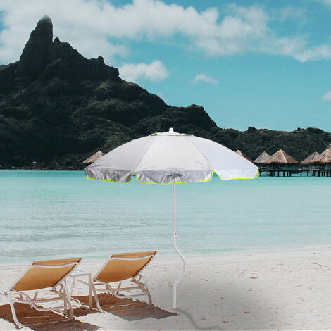 Sonnenschirm 200 cm mit UV-Schutz für Strand oder Angeln GiraFacile Ermes  Farbe: Weiß - Silber