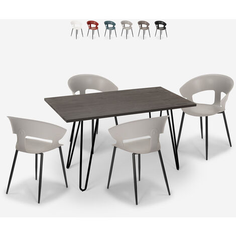 en.casa ® Esstisch mit 4 Stühlen schwarz 120x60cm Küchentisch Esszimmertisch 