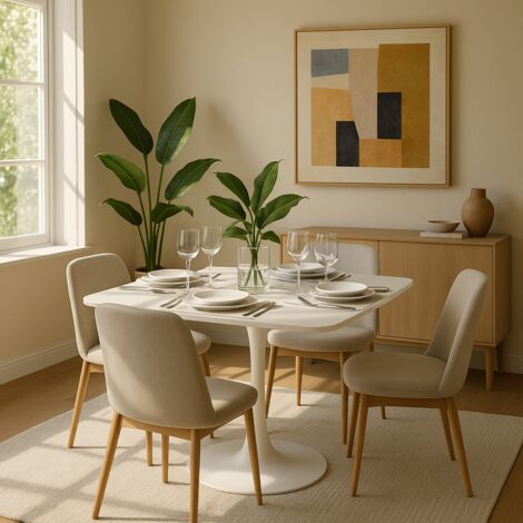 Quadratischer Tisch Design Goblet Stil für Bar Küche Esszimmer Lillium 80 - Weiß