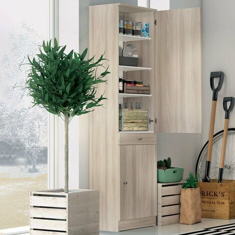 Mehrzweck-Kleiderschrank mit zwei Türen und einer Schublade Weiß 46x34x h183 cm