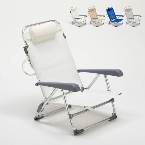Liegestuhl Strandstuhl Klappbar mit Armlehne aus Aluminium für Strand