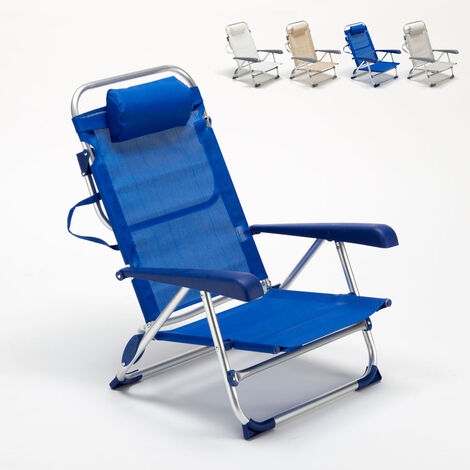 Liegestuhl Strandstuhl Klappbar mit Armlehne aus Aluminium für Strand Gargano | Blau