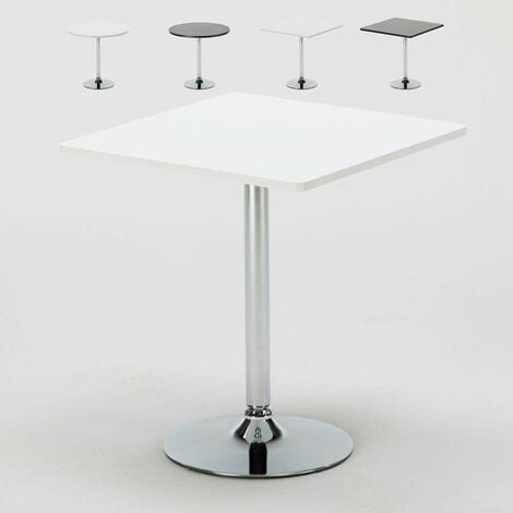Kaffee Tisch Rund und Quadratisch Weiß Schwarz 70x70 Bistrot Farbe des  Tisches: Weiß - Form vom Tisch: