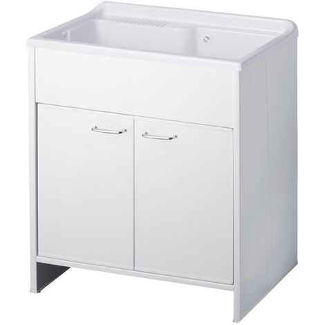 Unterschrank Mit 2 Türen & Spülbecken 80cm | Küchenunterschrank In Ulme Farbe Mit Edelstahlspüle