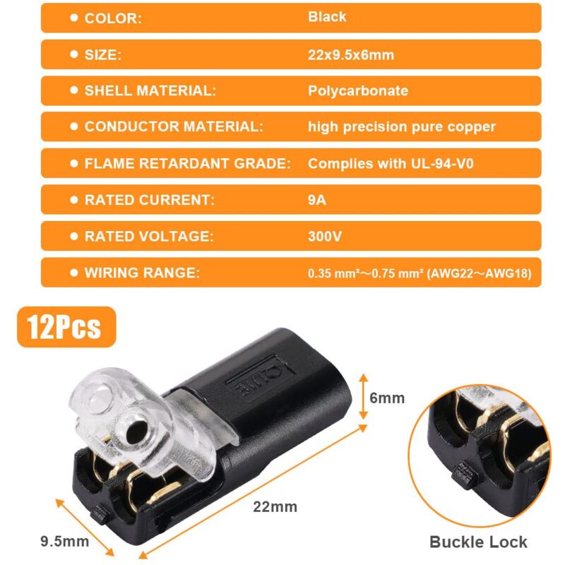 40 Pièces Connecteur Electrique De Câble 2 Broches Sans