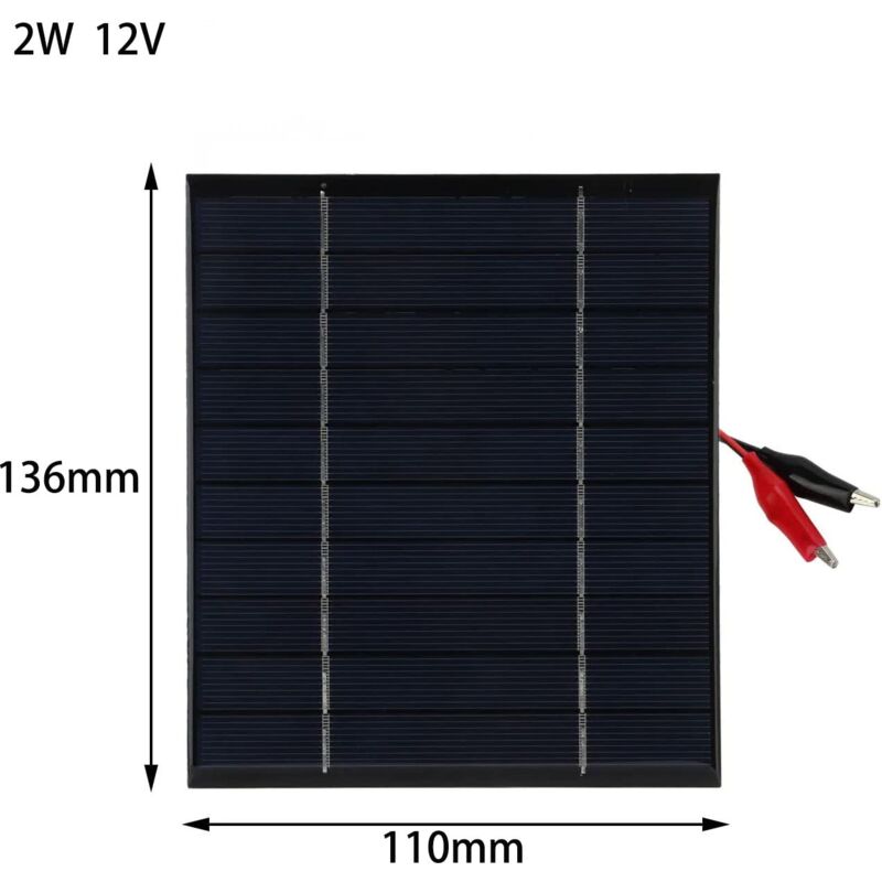 Kit Panneau Solaire 2W 5V ZONADAH - Avec Câble 35cm Et Pinces Crocodile | Chargeur DIY Camping