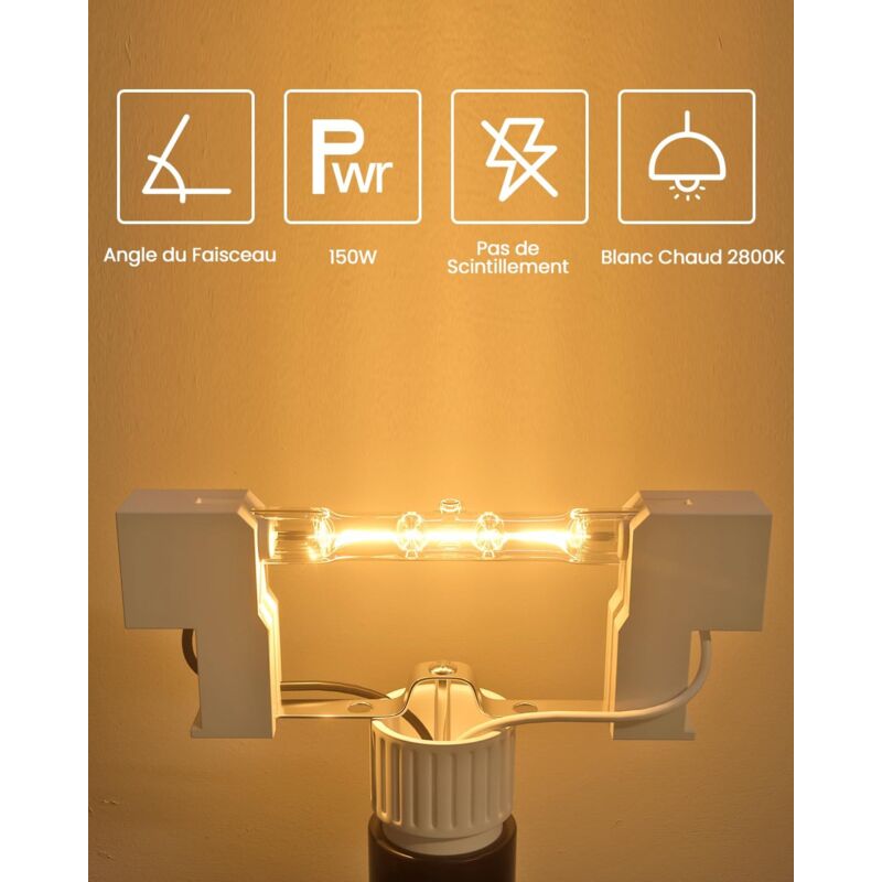Morotty Ampoule Halogène R7S 78mm 150W - Pack De 6, Dimmable, 2800K Blanc Chaud, Pour Lampadaires