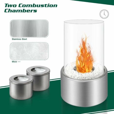 Cheminée Éthanol de Table, 16.2 x 16.2 x 27.1 cm, Argent