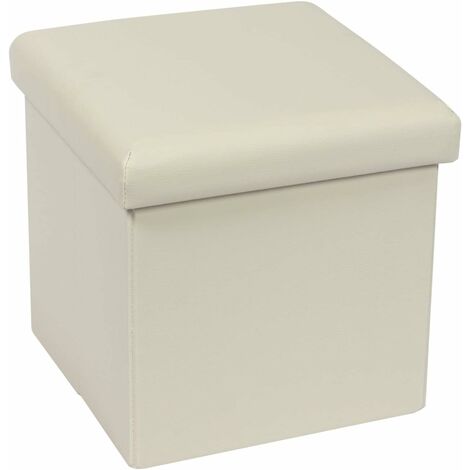 Tabouret Pouf Cube dé Pliable Coffre Siège Boîte de Rangement, Marron  Simili-Cuir, 30 30 30cm (