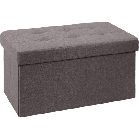 Pouf coffre pliant 38 cm en PU noir