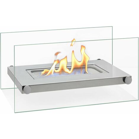 Cheminée Éthanol de Table, 16.2 x 16.2 x 27.1 cm, Argent