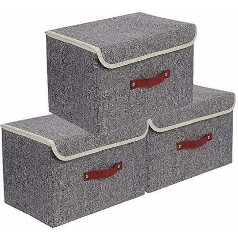 Cube de Rangement Tissu, Panier Cube de Rangement, Boite de Rangement  Pliable pour Jouets, Vêtement 25 x 25 x 25 cm (Lot de 3, Gris ) 