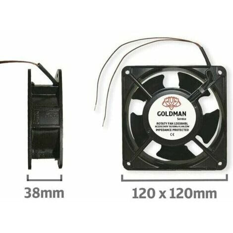 Ventilateur axial pour boîte de cheminée Insérable Haute température Pales en métal Silencieux Universel 120 x 120 x 38 mm