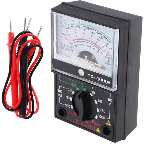 Multimètre Analogique (Aiguille) Complet - Mesure Tension AC/DC, Courant, Résistance - Avec Fils De Test