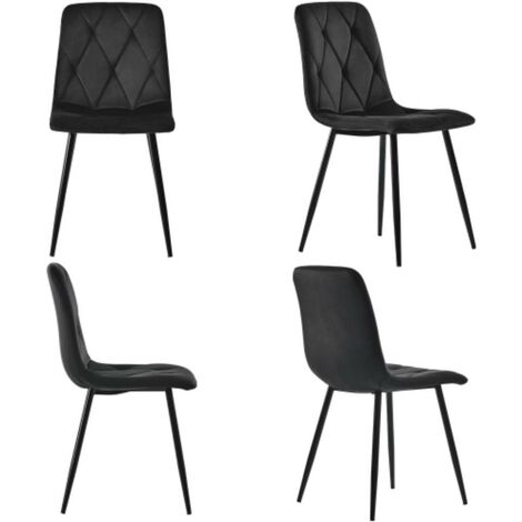 Ecd Germany - Lot de 4 chaises fauteuil salle à manger velours cuir  synthétique bordeaux olive - Chaises - Rue du Commerce