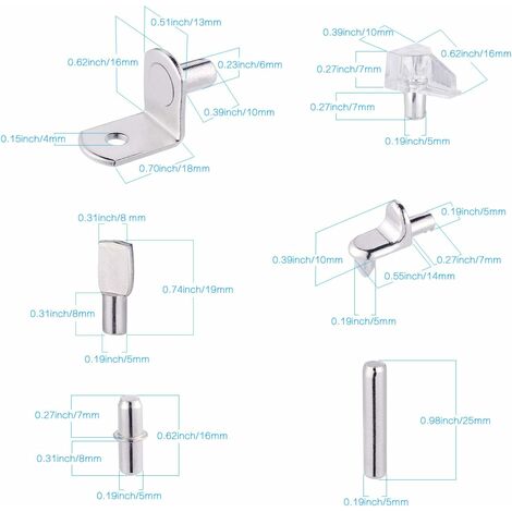 Lot De 150 Goupilles De Support D'Étagère 5mm - En Fer Plaqué Nickel - Pour Étagères En Bois