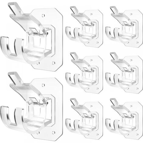 Lot de 2 supports universels pour tringle à rideaux - Sans perçage - Autocollants - Noir - 4,8 x 5,8 x 8,5 cm - Maison